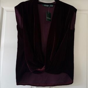 NWT Ralph Lauren Deep Burgundy Velvet Top - PXS